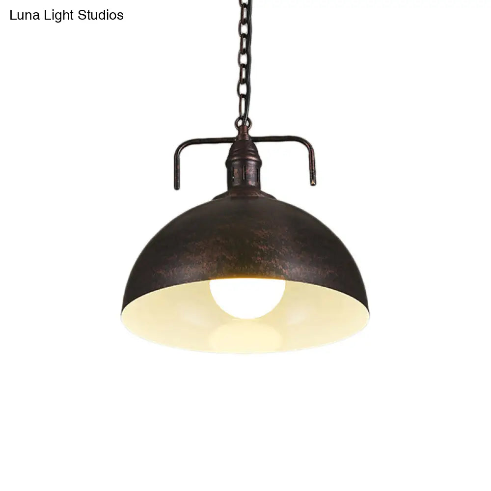 12/16 Industrial Metallic Bowl Pendant Lighting Fixture - 1 Light Red/Yellow/Rust Finish