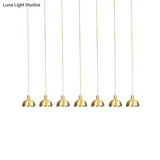 Industrial Multi-Hanging Pendant Lamp With Gold Dome Shade - 3/5/7 Lights For Restaurant Lighting