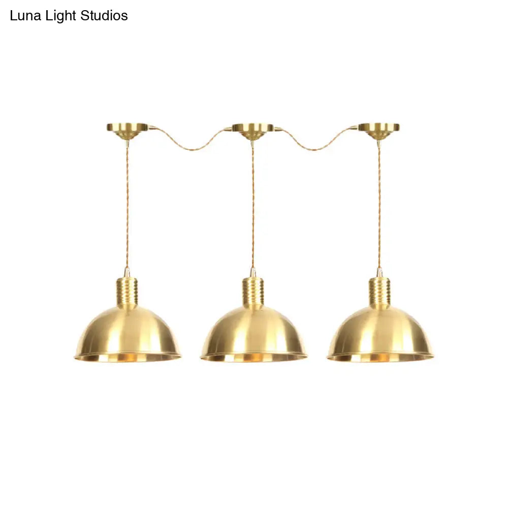 Industrial Multi-Hanging Pendant Lamp With Gold Dome Shade - 3/5/7 Lights For Restaurant Lighting