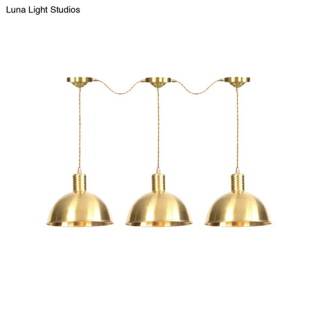 Industrial Multi-Hanging Pendant Lamp With Gold Dome Shade - 3/5/7 Lights For Restaurant Lighting