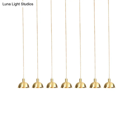 Industrial Multi-Hanging Pendant Lamp With Gold Dome Shade - 3/5/7 Lights For Restaurant Lighting