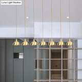 Industrial Multi-Hanging Pendant Lamp With Gold Dome Shade - 3/5/7 Lights For Restaurant Lighting