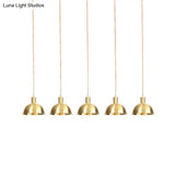 Industrial Multi-Hanging Pendant Lamp With Gold Dome Shade - 3/5/7 Lights For Restaurant Lighting