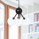 Industrial Orb Chandelier Lamp With Sputnik Design Amber/Clear/Smoke Gray Glass 3/9/12 Lights