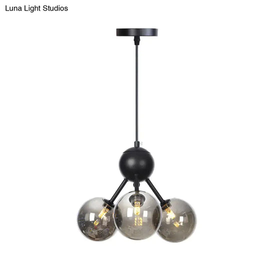 Industrial Living Room Chandelier Lamp With Sputnik Design And Amber/Clear/Smoke Gray Glass - 3/9/12