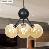 Industrial Orb Chandelier Lamp With Sputnik Design Amber/Clear/Smoke Gray Glass 3/9/12 Lights