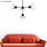 Industrial Orb Chandelier Lamp With Sputnik Design Amber/Clear/Smoke Gray Glass 3/9/12 Lights