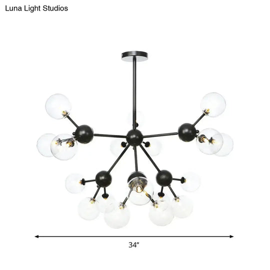 Industrial Living Room Chandelier Lamp With Sputnik Design And Amber/Clear/Smoke Gray Glass - 3/9/12