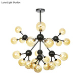 Industrial Orb Chandelier Lamp With Sputnik Design Amber/Clear/Smoke Gray Glass 3/9/12 Lights