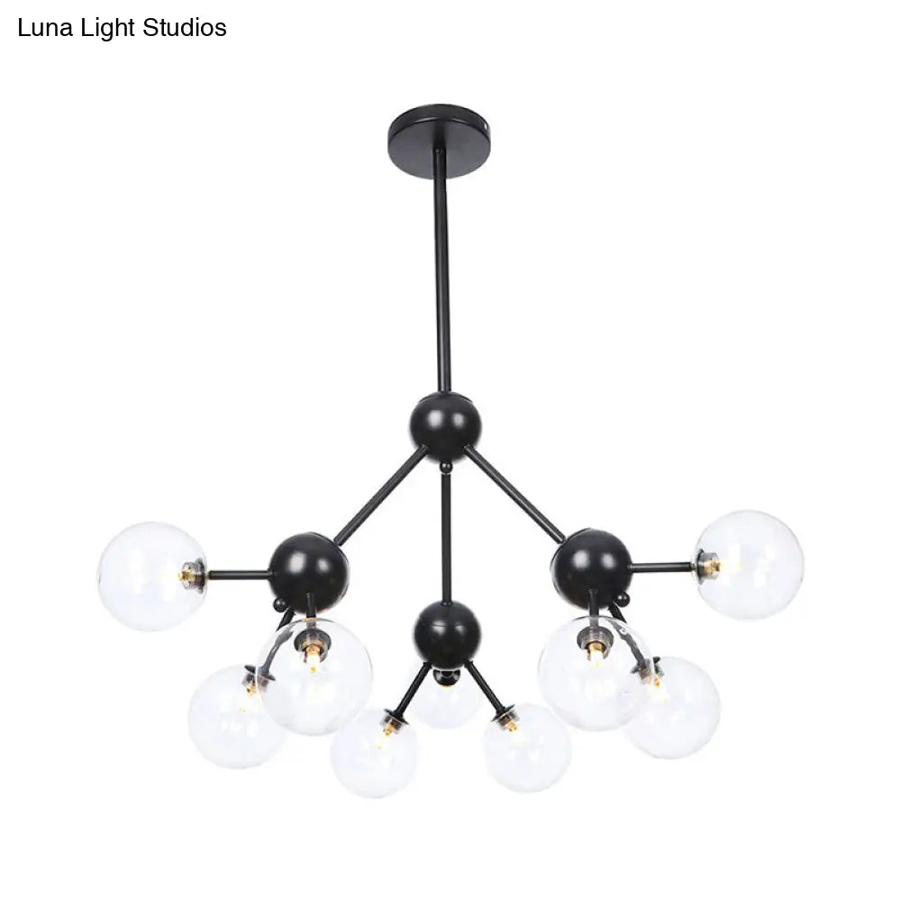 Industrial Orb Chandelier Lamp With Sputnik Design Amber/Clear/Smoke Gray Glass 3/9/12 Lights