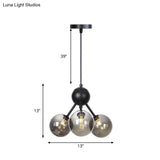 Industrial Orb Chandelier Lamp With Sputnik Design Amber/Clear/Smoke Gray Glass 3/9/12 Lights