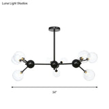 Industrial Orb Chandelier Lamp With Sputnik Design Amber/Clear/Smoke Gray Glass 3/9/12 Lights