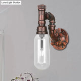 Industrial Oval Wall Light Fixture With Clear Glass 1/2 Lights And Weathered Copper Sconce Design