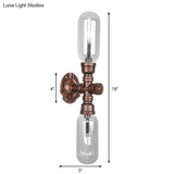 Industrial Oval Wall Light Fixture With Clear Glass 1/2 Lights And Weathered Copper Sconce Design