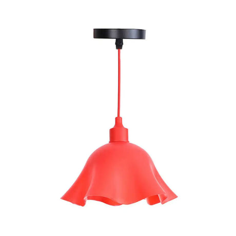 Industrial Red Iron Hanging Lamp Kit - Single Tapered/Cage/Flared Ceiling Pendant Light For Living