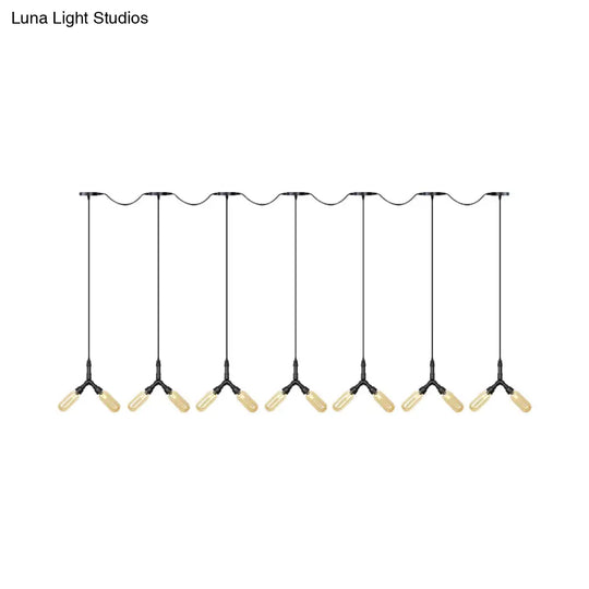 6/10/14 Bulbs Pendant Lamp Industrial Restaurant Ceiling Light With Capsule Colored Glass Shade In