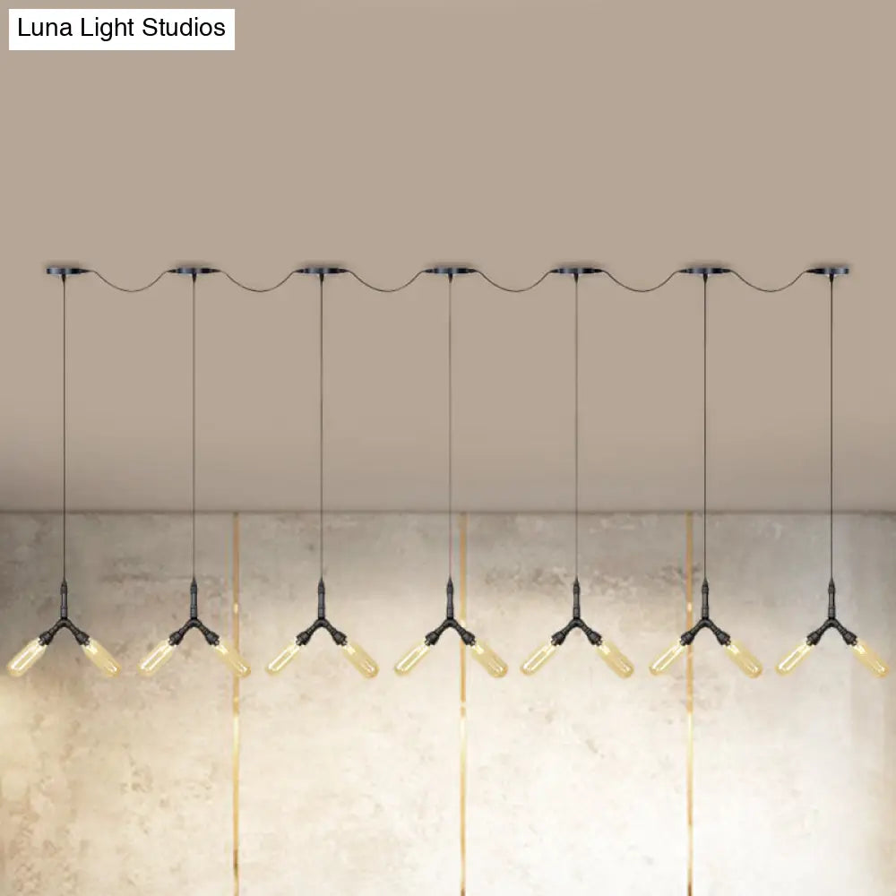 6/10/14 Bulbs Pendant Lamp Industrial Restaurant Ceiling Light With Capsule Colored Glass Shade In