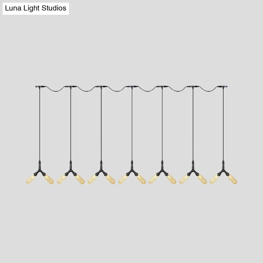 6/10/14 Bulbs Pendant Lamp Industrial Restaurant Ceiling Light With Capsule Colored Glass Shade In