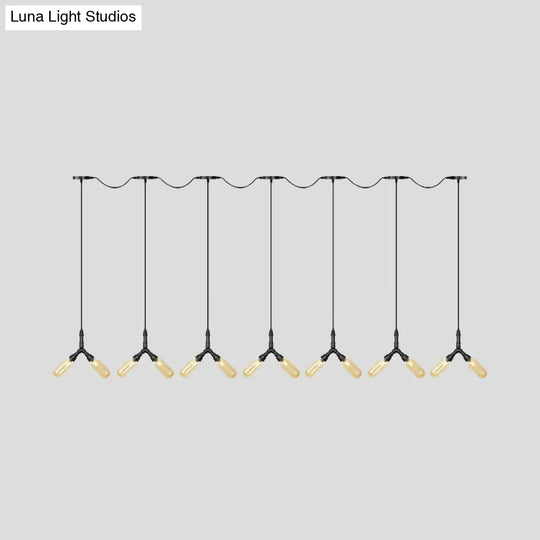 6/10/14 Bulbs Pendant Lamp Industrial Restaurant Ceiling Light With Capsule Colored Glass Shade In