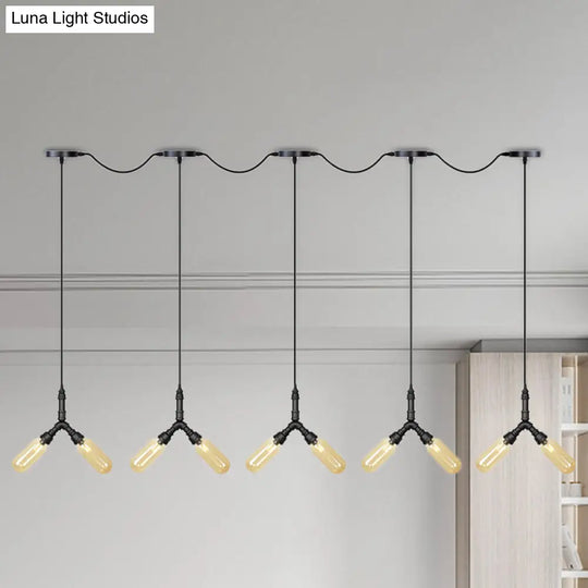 6/10/14 Bulbs Pendant Lamp Industrial Restaurant Ceiling Light With Capsule Colored Glass Shade In