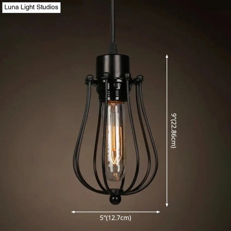 Industrial Retro 1-Light Pendant With Metal Cage For Bar - Hang In Style!