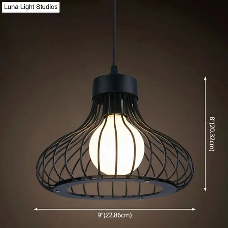 Industrial Retro 1-Light Pendant With Metal Cage For Bar - Hang In Style!