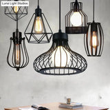 Industrial Retro 1-Light Pendant With Metal Cage For Bar - Hang In Style!