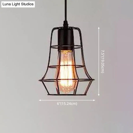 Industrial Retro 1-Light Pendant With Metal Cage For Bar - Hang In Style!