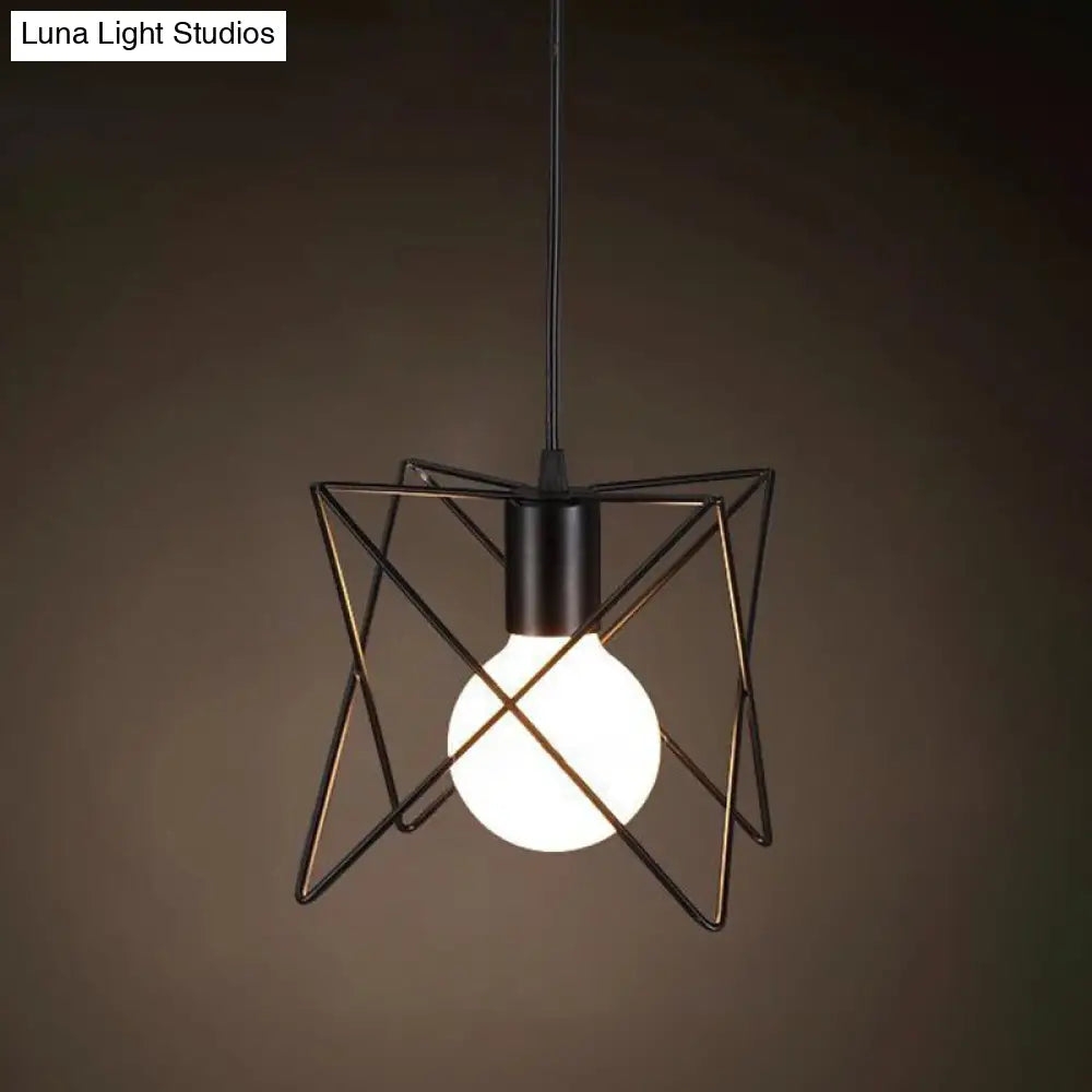 Industrial Retro 1-Light Pendant With Metal Cage For Bar - Hang In Style! Black / Bracket