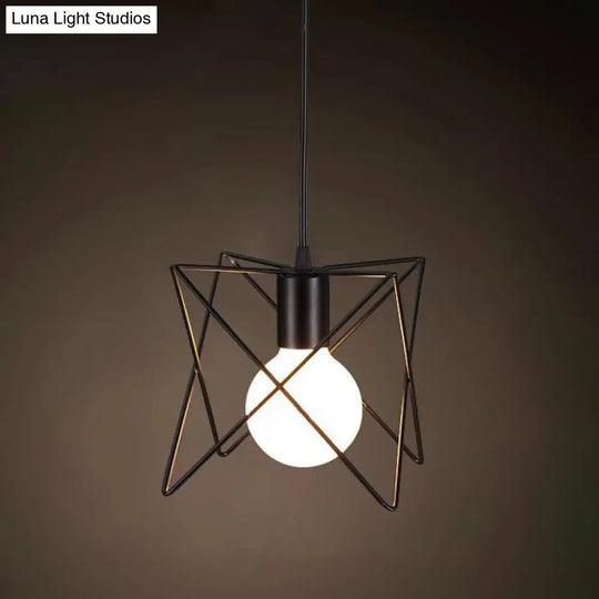Industrial Retro 1-Light Pendant With Metal Cage For Bar - Hang In Style! Black / Bracket