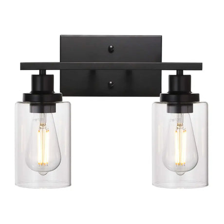 Industrial Retro Glass Vanity Wall Light Fixtures - Cylindrical Design 2 / Black