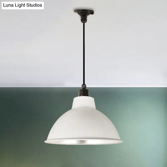 Industrial Retro Metallic 1-Light Bar Ceiling Fixture Domed Suspension - Black/Silver 12/14/16