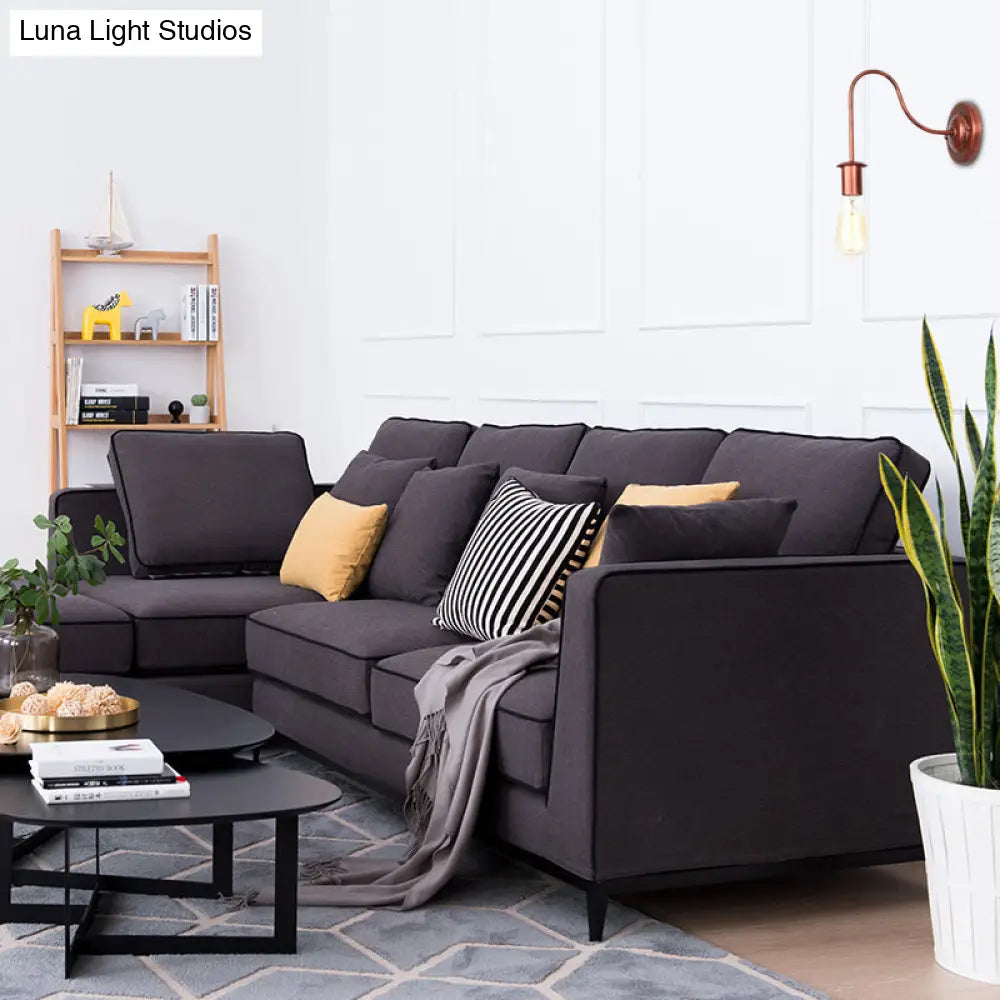 Industrial Rust Bare Bulb Wall Sconce Lamp - 6/10 High 1 Head Metal Lighting With Gooseneck Arm For