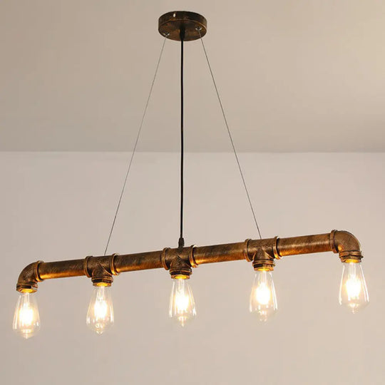 Industrial Rust Piping Metal Ceiling Chandelier - Stylish Dining Room Hanging Light Fixture / A