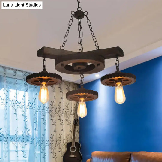 Industrial Rustic Metal Chandelier + 3 Or 7 Exposed Bulb Lights – Ideal For Restaurants