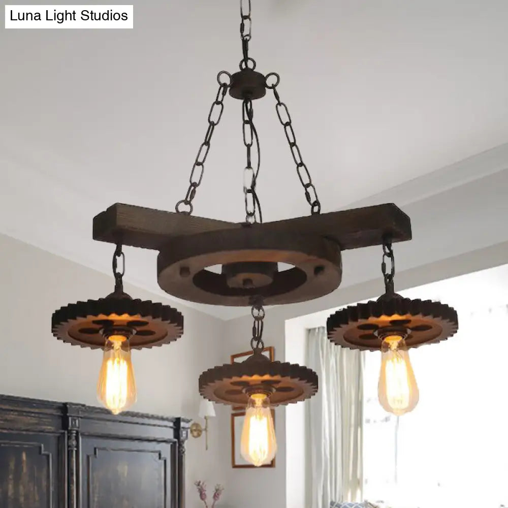 Industrial Rustic Ceiling Chandelier With Exposed Bulbs And Metallic Finish - 3/7 Lights For