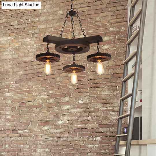 Industrial Rustic Metal Chandelier + 3 Or 7 Exposed Bulb Lights – Ideal For Restaurants