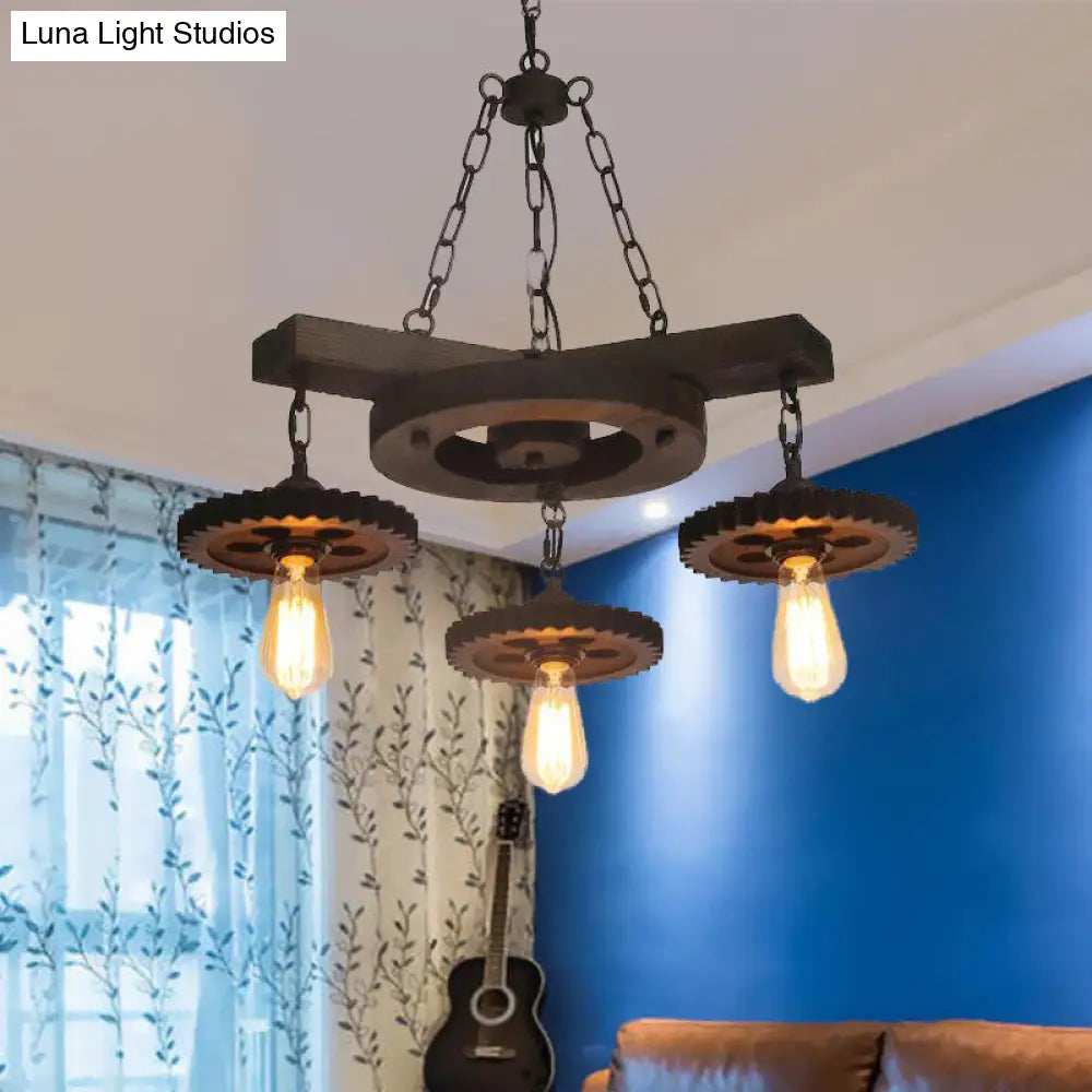 Industrial Rustic Ceiling Chandelier With Exposed Bulbs And Metallic Finish - 3/7 Lights For