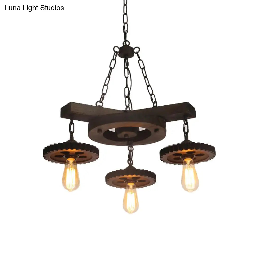 Industrial Rustic Metal Chandelier + 3 Or 7 Exposed Bulb Lights – Ideal For Restaurants
