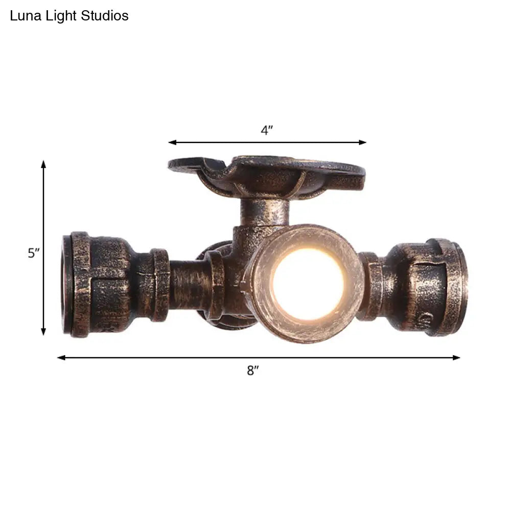 Industrial Rustic Semi-Flush Balcony Light - 4 Wrought Iron Lights Aged Bronze Ceiling Fixture