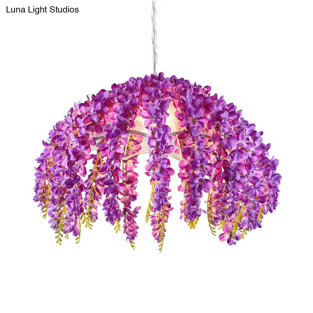 Industrial 1-Light Purple Metal Pendant Led Ceiling Lamp For Restaurants