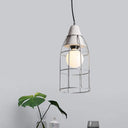 Industrial Silver Cage Pendant Light Fixture For Coffee House 1 Head Iron Cement Ceiling Lamp /
