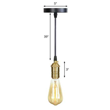 Industrial Single Edison Bulb Pendant Light - Aluminum Socket Black Hanging Lamp For Living Room / L