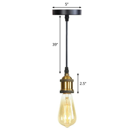 Industrial Single Edison Bulb Pendant Light - Aluminum Socket Black Hanging Lamp For Living Room / O