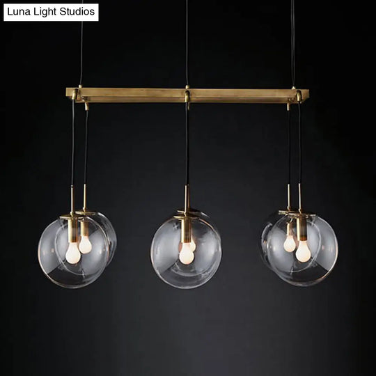 Industrial Smoke Glass Island Lighting 6/8/10-Light Nickel/Bronze Led Pendant Fixture 6 / Bronze