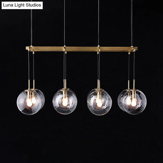 Industrial Smoke Glass Island Lighting 6/8/10-Light Nickel/Bronze Led Pendant Fixture 8 / Bronze