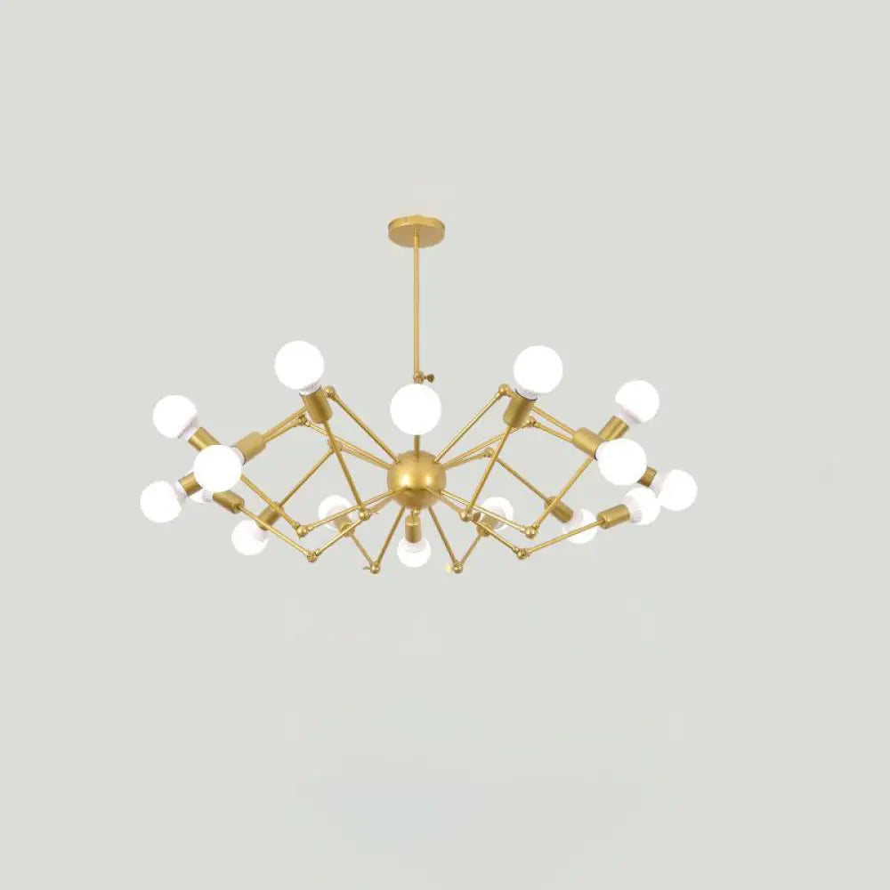 Industrial Spider Chandelier With Open Bulb Design For Clothing Shops 16 / Gold