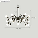 Industrial Spider Chandelier With Open Bulb Design For Clothing Shops