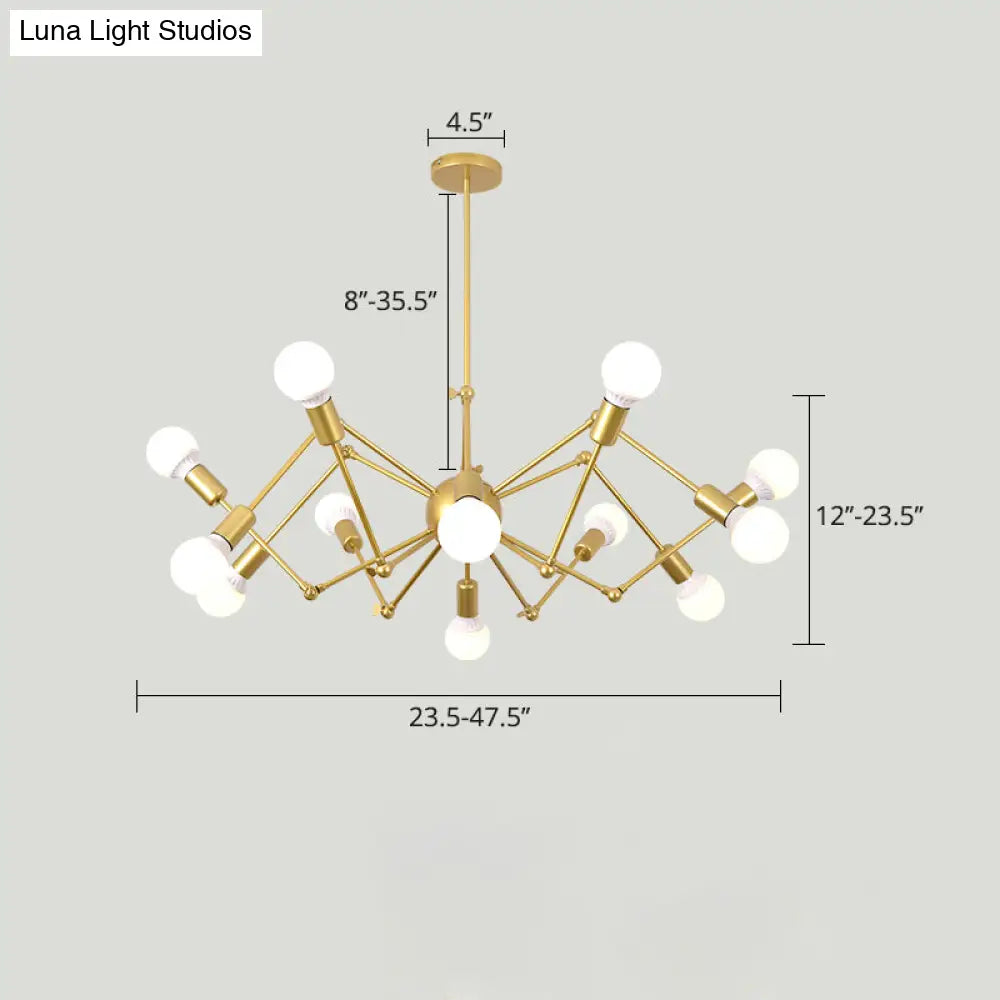 Industrial Spider Chandelier With Open Bulb Design For Clothing Shops