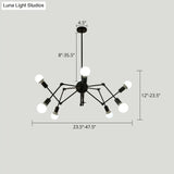 Industrial Spider Chandelier With Open Bulb Design For Clothing Shops